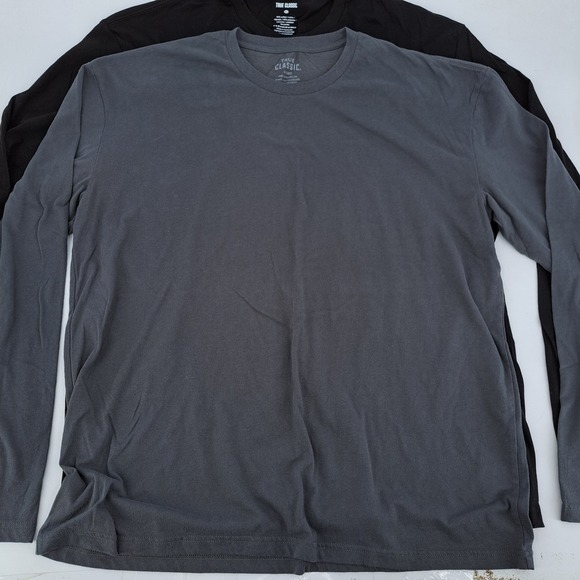 Lot of 3 True Classic Long Sleeve T-Shirt Mens XL Cotton Blend Black Gray White - Picture 5 of 9